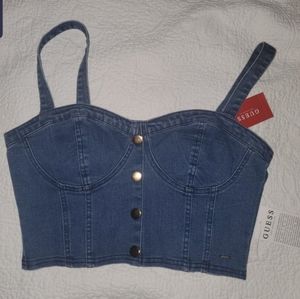Nwt Guess Jean blue crop top bustier size Medium shirt